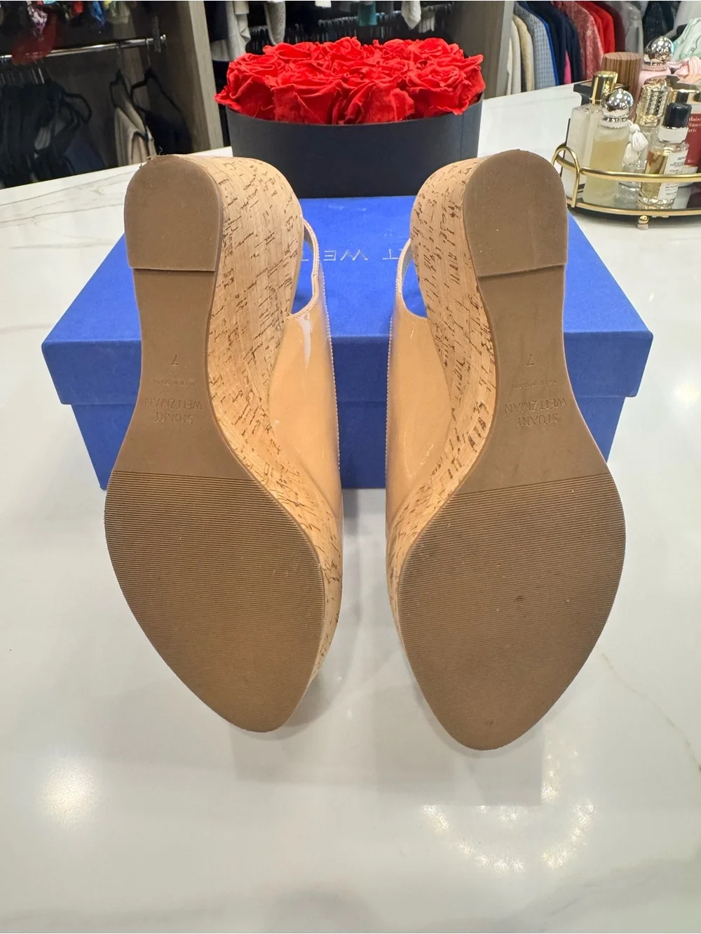 Stuart Weitzman shiny nude
